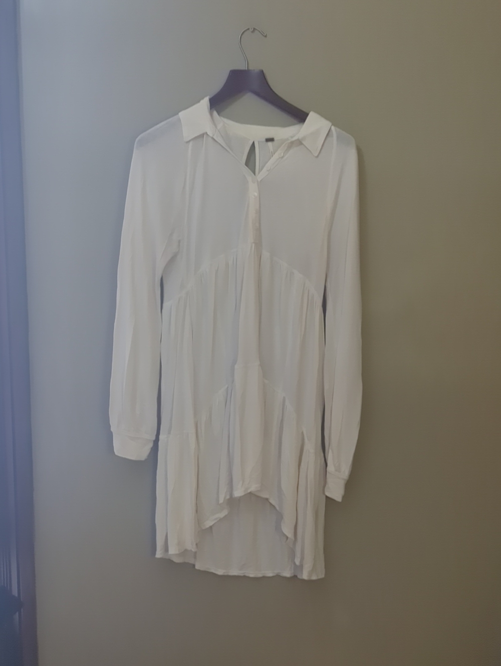 Free People Cream Button-Front Tunic Top